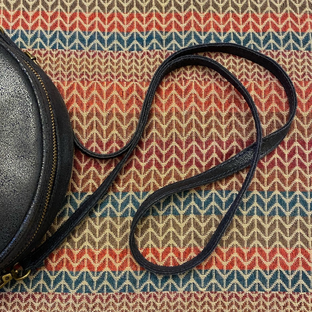 Vimoda Paris Circular Blue Leather Zipper Bag Italy - Picture 8 of 8